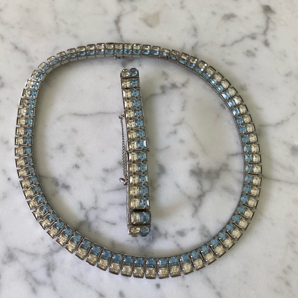 Vintage necklace bracelet rhinestone set